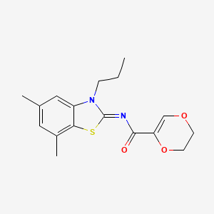 molecular formula C17H20N2O3S B2438475 (Z)-N-(5,7-dimethyl-3-propylbenzo[d]thiazol-2(3H)-ylidene)-5,6-dihydro-1,4-dioxine-2-carboxamide CAS No. 898370-62-2