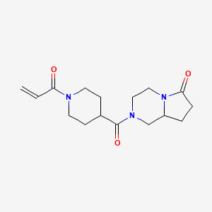 molecular formula C16H23N3O3 B2438476 2-(1-Prop-2-enoylpiperidine-4-carbonyl)-1,3,4,7,8,8a-hexahydropyrrolo[1,2-a]pyrazin-6-one CAS No. 2361855-07-2