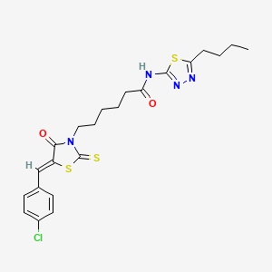 N-(5-butyl-1,3,4-thiadiazol-2-yl)-6-[(5Z)-5-[(4-chlorophenyl)methylidene]-4-oxo-2-sulfanylidene-1,3-thiazolidin-3-yl]hexanamide