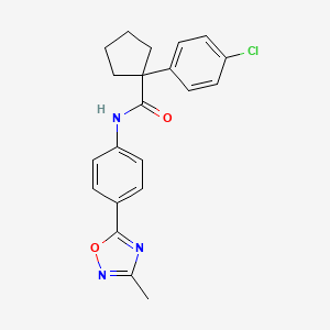 molecular formula C21H20ClN3O2 B2438484 1-(4-chlorophenyl)-N-(4-(3-methyl-1,2,4-oxadiazol-5-yl)phenyl)cyclopentanecarboxamide CAS No. 1226440-32-9