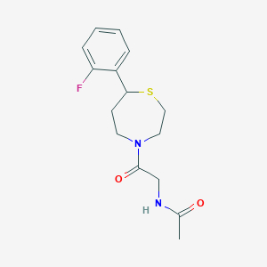 molecular formula C15H19FN2O2S B2438487 N-(2-(7-(2-氟苯基)-1,4-噻吩-4-基)-2-氧代乙基)乙酰胺 CAS No. 1704552-54-4