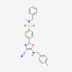 molecular formula C26H24N4O3S B2438490 N-benzyl-4-(4-cyano-5-((4-methylbenzyl)amino)oxazol-2-yl)-N-methylbenzenesulfonamide CAS No. 941004-00-8