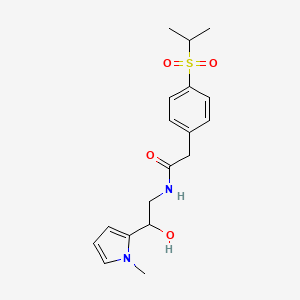 molecular formula C18H24N2O4S B2438491 N-(2-hydroxy-2-(1-methyl-1H-pyrrol-2-yl)ethyl)-2-(4-(isopropylsulfonyl)phenyl)acetamide CAS No. 1396867-82-5