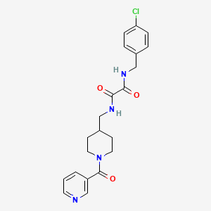 molecular formula C21H23ClN4O3 B2438500 N1-(4-chlorobenzyl)-N2-((1-nicotinoylpiperidin-4-yl)methyl)oxalamide CAS No. 1396759-79-7