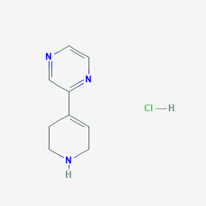 molecular formula C9H12ClN3 B2438519 2-(1,2,3,6-四氢吡啶-4-基)吡嗪；盐酸盐 CAS No. 2361644-77-9
