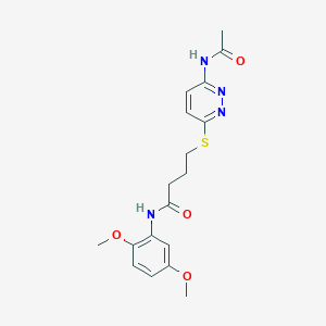 molecular formula C18H22N4O4S B2438528 4-((6-acetamidopyridazin-3-yl)thio)-N-(2,5-dimethoxyphenyl)butanamide CAS No. 1021253-34-8