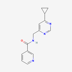 molecular formula C14H14N4O B2438533 N-((6-环丙基嘧啶-4-基)甲基)烟酰胺 CAS No. 2189434-88-4