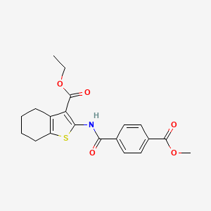 molecular formula C20H21NO5S B2438538 Ethyl 2-(4-(methoxycarbonyl)benzamido)-4,5,6,7-tetrahydrobenzo[b]thiophene-3-carboxylate CAS No. 391877-00-2