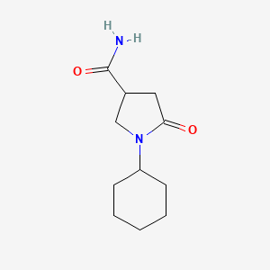 molecular formula C11H18N2O2 B2438540 1-Cyclohexyl-5-oxopyrrolidine-3-carboxamide CAS No. 881947-56-4