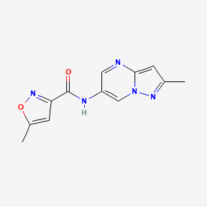molecular formula C12H11N5O2 B2438541 5-methyl-N-(2-methylpyrazolo[1,5-a]pyrimidin-6-yl)isoxazole-3-carboxamide CAS No. 1797627-94-1