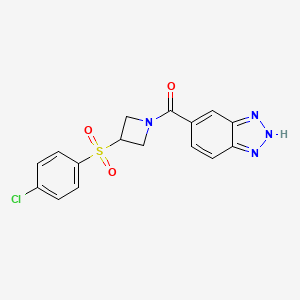 molecular formula C16H13ClN4O3S B2438543 (1H-苯并[d][1,2,3]三唑-5-基)(3-((4-氯苯基)磺酰基)氮杂环丁烷-1-基)甲酮 CAS No. 1797887-66-1