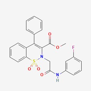 molecular formula C24H19FN2O5S B2438558 methyl 2-(2-((3-fluorophenyl)amino)-2-oxoethyl)-4-phenyl-2H-benzo[e][1,2]thiazine-3-carboxylate 1,1-dioxide CAS No. 1114828-22-6