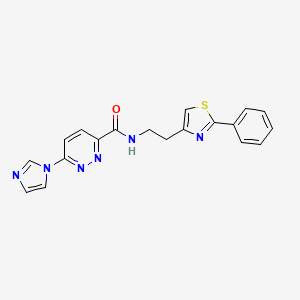 molecular formula C19H16N6OS B2438566 6-(1H-imidazol-1-yl)-N-(2-(2-phenylthiazol-4-yl)ethyl)pyridazine-3-carboxamide CAS No. 1396883-60-5