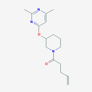 molecular formula C16H23N3O2 B2438616 1-(3-((2,6-Dimethylpyrimidin-4-yl)oxy)piperidin-1-yl)pent-4-en-1-one CAS No. 2034500-10-0