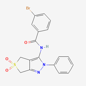 3-bromo-N-(5,5-dioxo-2-phenyl-4,6-dihydrothieno[3,4-c]pyrazol-3-yl)benzamide