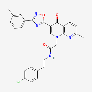 molecular formula C28H24ClN5O3 B2438632 N-(tert-butyl)-2-[4-(cyclopentylcarbonyl)piperazin-1-yl]-6-(4-ethylphenyl)imidazo[2,1-b][1,3,4]thiadiazol-5-amine CAS No. 1030134-29-2
