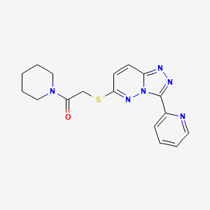 molecular formula C17H18N6OS B2438653 1-Piperidin-1-yl-2-[(3-pyridin-2-yl-[1,2,4]triazolo[4,3-b]pyridazin-6-yl)sulfanyl]ethanone CAS No. 868967-14-0