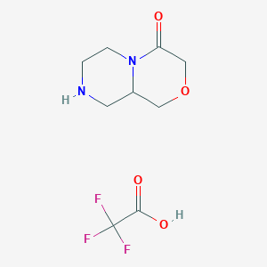 molecular formula C9H13F3N2O4 B2438687 Hexahydropyrazino[2,1-c][1,4]oxazin-4(3H)-one 2,2,2-trifluoroacetate CAS No. 2470440-15-2