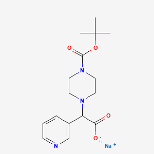 molecular formula C16H22N3NaO4 B2438688 2-[4-(叔丁氧羰基)哌嗪-1-基]-2-(吡啶-3-基)乙酸钠 CAS No. 2197052-39-2
