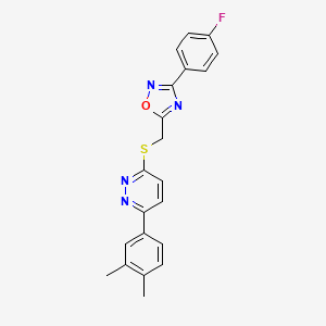 molecular formula C21H17FN4OS B2438691 3-(3,4-二甲基苯基)-6-({[3-(4-氟苯基)-1,2,4-噁二唑-5-基]甲基}硫代)嘧啶嗪 CAS No. 1115285-78-3