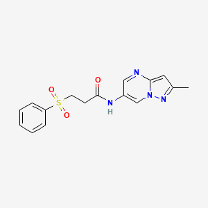 molecular formula C16H16N4O3S B2438693 N-(2-methylpyrazolo[1,5-a]pyrimidin-6-yl)-3-(phenylsulfonyl)propanamide CAS No. 1795190-83-8