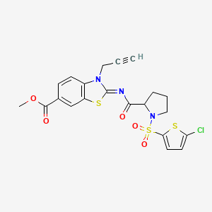 (E)-methyl 2-((1-((5-chlorothiophen-2-yl)sulfonyl)pyrrolidine-2-carbonyl)imino)-3-(prop-2-yn-1-yl)-2,3-dihydrobenzo[d]thiazole-6-carboxylate