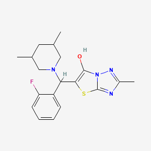 molecular formula C19H23FN4OS B2438704 5-((3,5-Dimethylpiperidin-1-yl)(2-fluorophenyl)methyl)-2-methylthiazolo[3,2-b][1,2,4]triazol-6-ol CAS No. 1008068-75-4