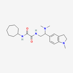 molecular formula C22H34N4O2 B2438708 N1-cycloheptyl-N2-(2-(dimethylamino)-2-(1-methylindolin-5-yl)ethyl)oxalamide CAS No. 922089-89-2