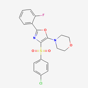 molecular formula C19H16ClFN2O4S B2438709 4-(4-((4-Chlorophenyl)sulfonyl)-2-(2-fluorophenyl)oxazol-5-yl)morpholine CAS No. 862799-03-9