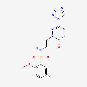 5-fluoro-2-methoxy-N-(2-(6-oxo-3-(1H-1,2,4-triazol-1-yl)pyridazin-1(6H)-yl)ethyl)benzenesulfonamide