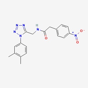 molecular formula C18H18N6O3 B2438732 N-((1-(3,4-dimethylphenyl)-1H-tetrazol-5-yl)methyl)-2-(4-nitrophenyl)acetamide CAS No. 897622-53-6