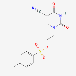 molecular formula C14H13N3O5S B2438734 2-[5-cyano-2,4-dioxo-3,4-dihydro-1(2H)-pyrimidinyl]ethyl 4-methylbenzenesulfonate CAS No. 106271-61-8