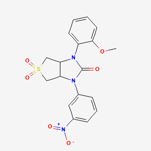 molecular formula C18H17N3O6S B2438738 1-(2-甲氧基苯基)-3-(3-硝基苯基)四氢-1H-噻吩并[3,4-d]咪唑-2(3H)-酮 5,5-二氧化物 CAS No. 879931-30-3