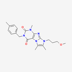 molecular formula C22H27N5O3 B2438748 6-(3-Methoxypropyl)-4,7,8-trimethyl-2-[(4-methylphenyl)methyl]purino[7,8-a]imidazole-1,3-dione CAS No. 878720-08-2