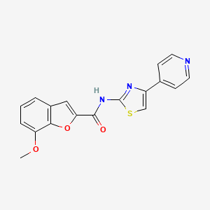 molecular formula C18H13N3O3S B2438792 7-甲氧基-N-(4-(吡啶-4-基)噻唑-2-基)苯并呋喃-2-甲酰胺 CAS No. 921569-05-3