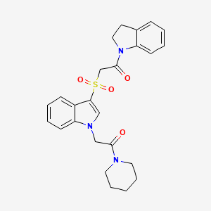 1-(indolin-1-yl)-2-((1-(2-oxo-2-(piperidin-1-yl)ethyl)-1H-indol-3-yl)sulfonyl)ethanone