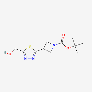 molecular formula C11H17N3O3S B2438798 Tert-butyl 3-[5-(hydroxymethyl)-1,3,4-thiadiazol-2-yl]azetidine-1-carboxylate CAS No. 2408966-38-9