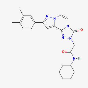 molecular formula C23H26N6O2 B2438810 N-cyclohexyl-2-(9-(3,4-dimethylphenyl)-3-oxopyrazolo[1,5-a][1,2,4]triazolo[3,4-c]pyrazin-2(3H)-yl)acetamide CAS No. 1207055-82-0