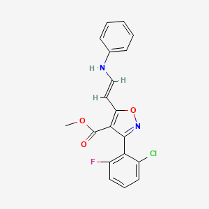 molecular formula C19H14ClFN2O3 B2438814 Methyl 5-(2-anilinovinyl)-3-(2-chloro-6-fluorophenyl)-4-isoxazolecarboxylate CAS No. 338417-56-4