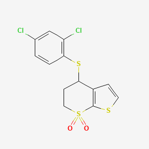 molecular formula C13H10Cl2O2S3 B2438817 4-(2,4-dichlorophenyl)sulfanyl-5,6-dihydro-4H-thieno[2,3-b]thiopyran 7,7-dioxide CAS No. 339019-17-9
