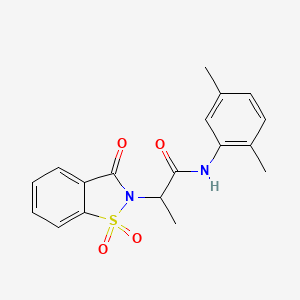 molecular formula C18H18N2O4S B2438819 N-(2,5-dimethylphenyl)-2-(1,1-dioxido-3-oxobenzo[d]isothiazol-2(3H)-yl)propanamide CAS No. 899758-12-4