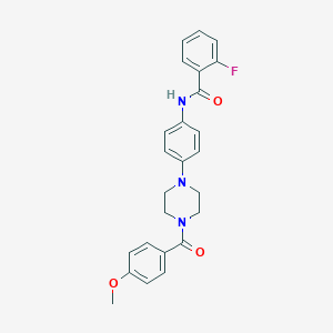 molecular formula C25H24FN3O3 B243882 2-fluoro-N-{4-[4-(4-methoxybenzoyl)-1-piperazinyl]phenyl}benzamide 