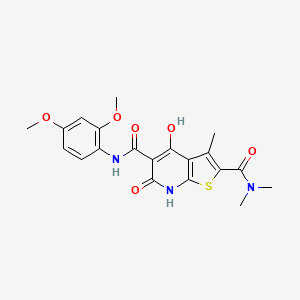 molecular formula C20H21N3O6S B2438827 N5-(2,4-dimethoxyphenyl)-4-hydroxy-N2,N2,3-trimethyl-6-oxo-6,7-dihydrothieno[2,3-b]pyridine-2,5-dicarboxamide CAS No. 1251599-75-3