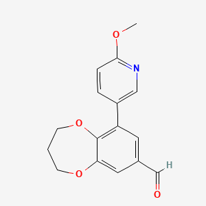6-(6-Methoxypyridin-3-yl)-3,4-dihydro-2H-1,5-benzodioxepine-8-carbaldehyde