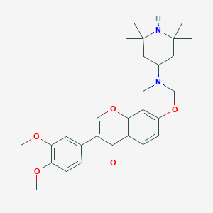 molecular formula C28H34N2O5 B2438834 3-(3,4-dimethoxyphenyl)-9-(2,2,6,6-tetramethylpiperidin-4-yl)-9,10-dihydrochromeno[8,7-e][1,3]oxazin-4(8H)-one CAS No. 951941-81-4