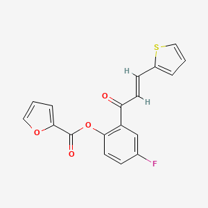 molecular formula C18H11FO4S B2438839 (E)-4-fluoro-2-(3-(thiophen-2-yl)acryloyl)phenyl furan-2-carboxylate CAS No. 433321-39-2