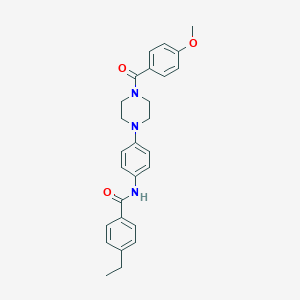 molecular formula C27H29N3O3 B243884 4-ethyl-N-{4-[4-(4-methoxybenzoyl)-1-piperazinyl]phenyl}benzamide 