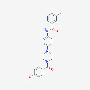 molecular formula C27H29N3O3 B243885 N-{4-[4-(4-methoxybenzoyl)-1-piperazinyl]phenyl}-3,4-dimethylbenzamide 