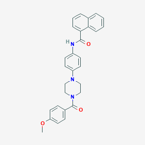 molecular formula C29H27N3O3 B243886 N-{4-[4-(4-methoxybenzoyl)-1-piperazinyl]phenyl}-1-naphthamide 