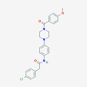 molecular formula C26H26ClN3O3 B243887 2-(4-chlorophenyl)-N-{4-[4-(4-methoxybenzoyl)-1-piperazinyl]phenyl}acetamide 